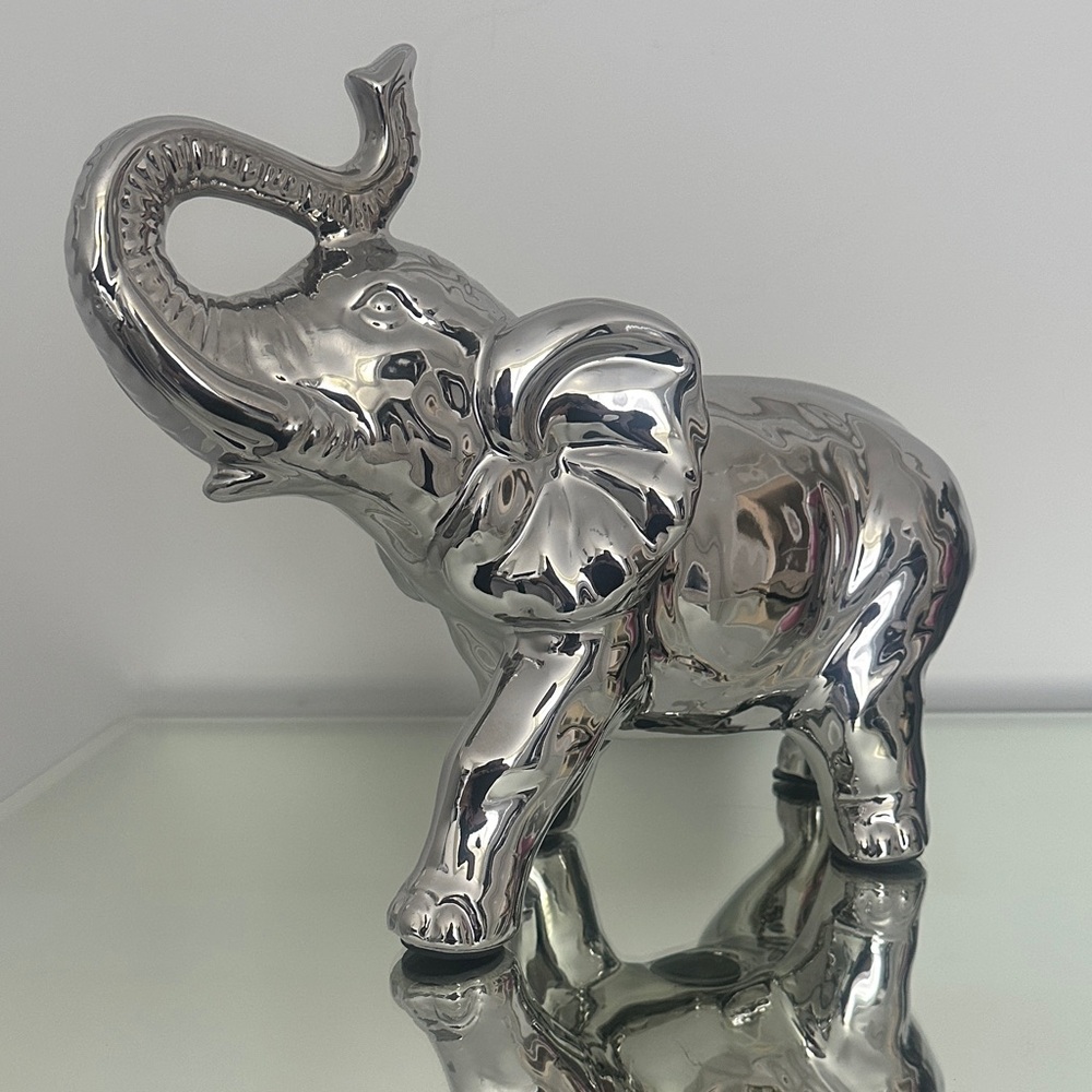 Z Gallerie Elephant “piggy” bank - Polished Metallic Decor